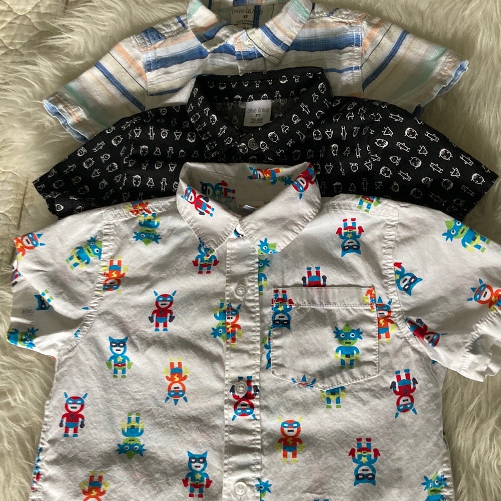 Three-Bottom Up Shirts Bundle Size 3T Cotton
